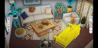 En skärmdump från ett Sims-spel i husbygge-läget.