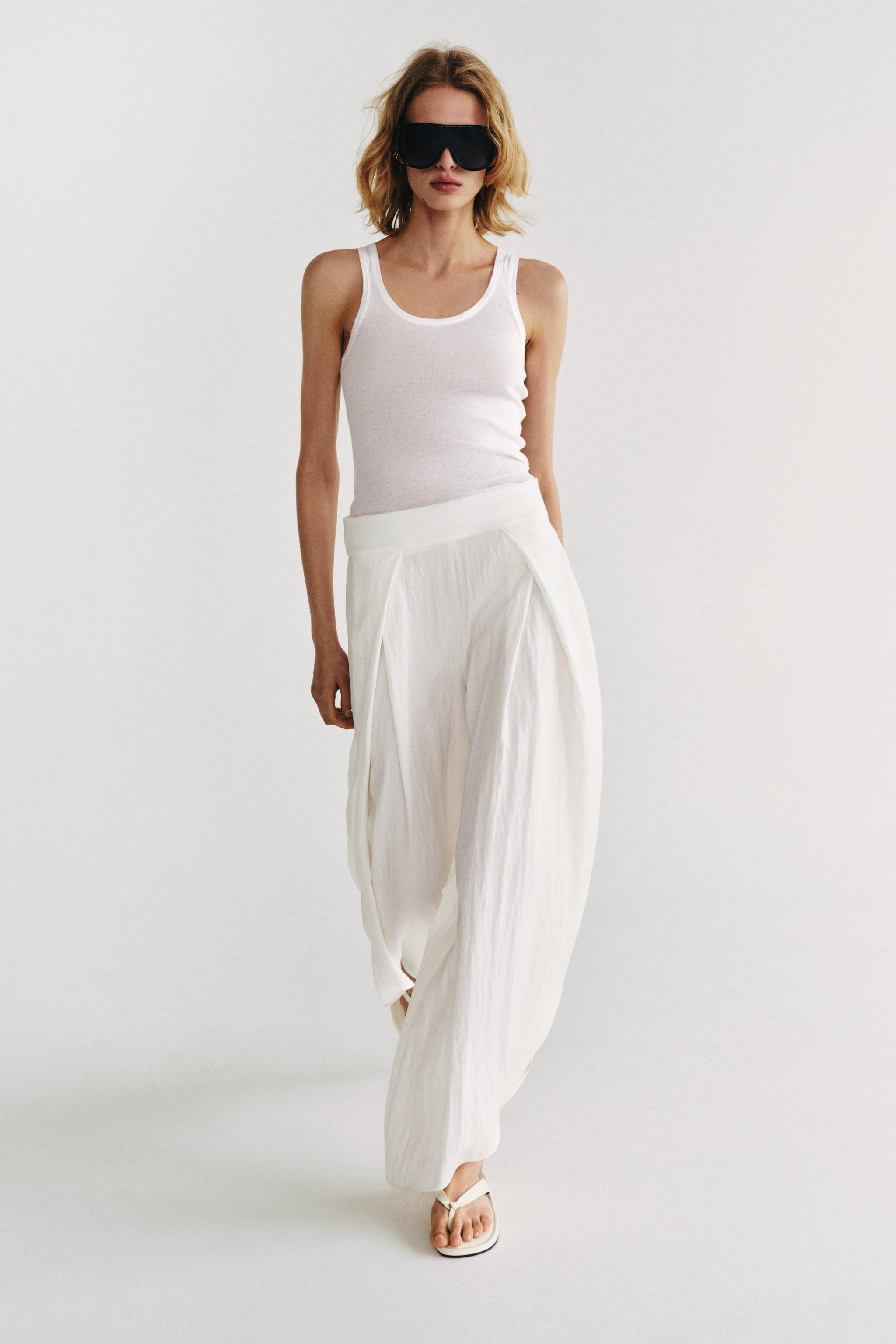 Zw Collection Trousers With Vents - Oyster-White - Xs