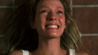 Uma Thurman during ending of Kill Bill Vol. 2 bathroom cry