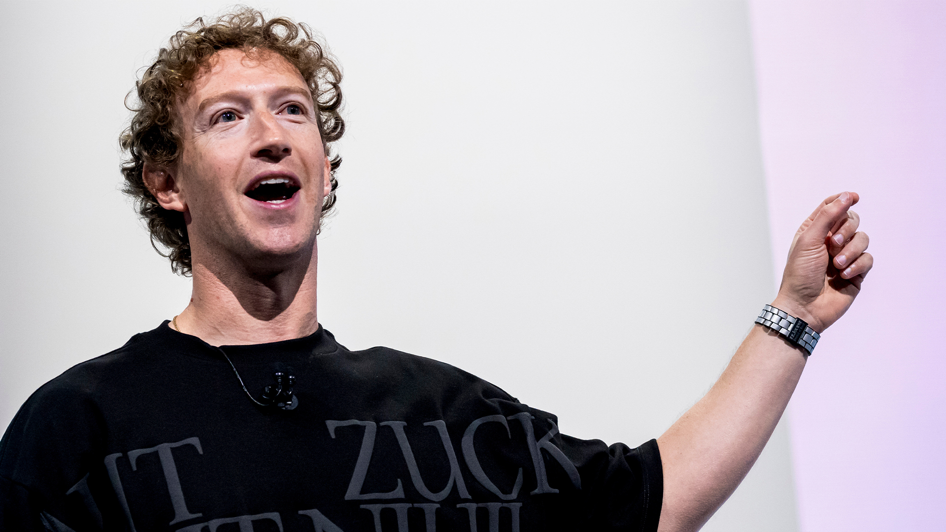 Meta CEO Mark Zuckerberg pictured speaking on stage at the Meta Connect event in Menlo Park, California, US, on Wednesday, Sept. 25, 2024.