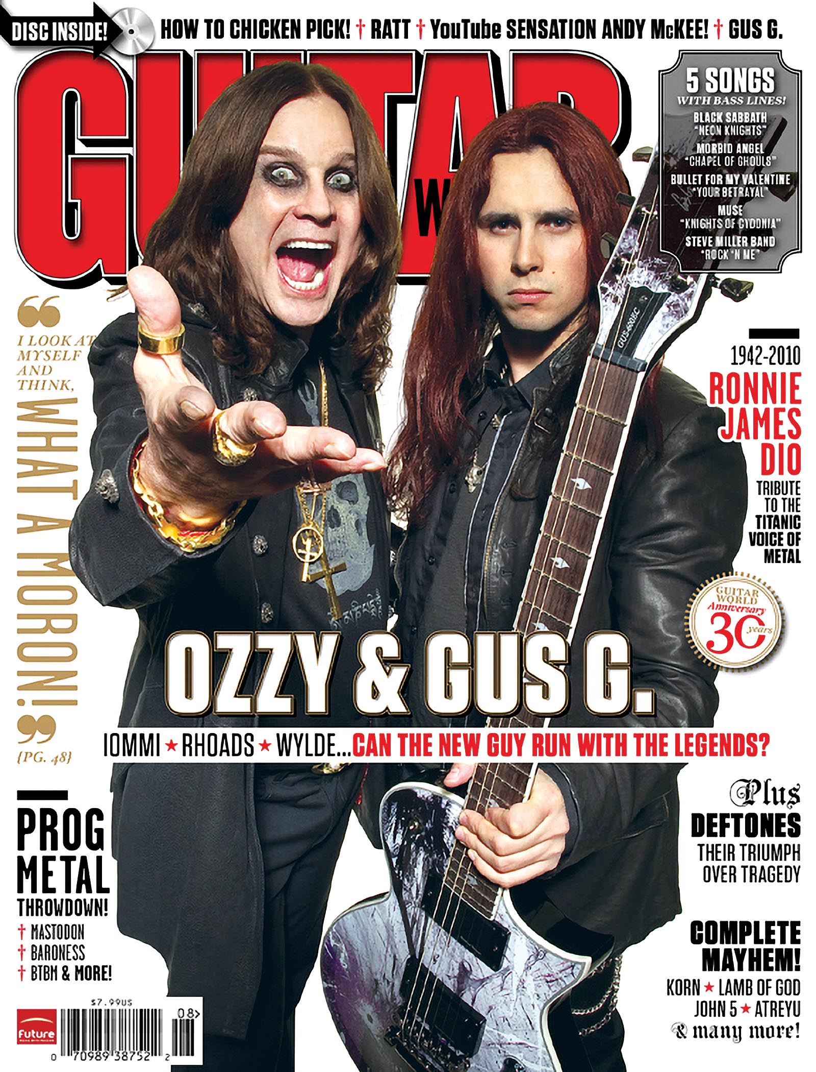 The August 2010 cover of Guitar World ft. Gus G and Ozzy