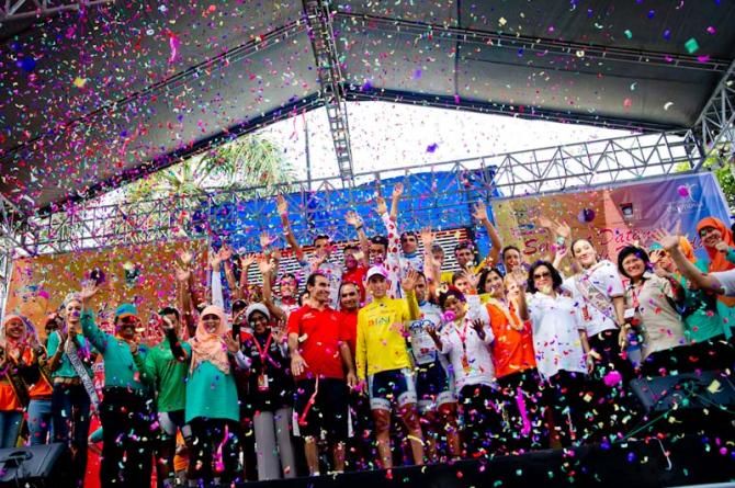 The podium after stage 7, Tour de Singkarak 2013