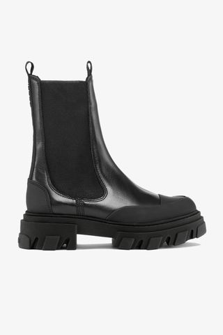 Black Stitch Cleated Mid Chelsea Boots