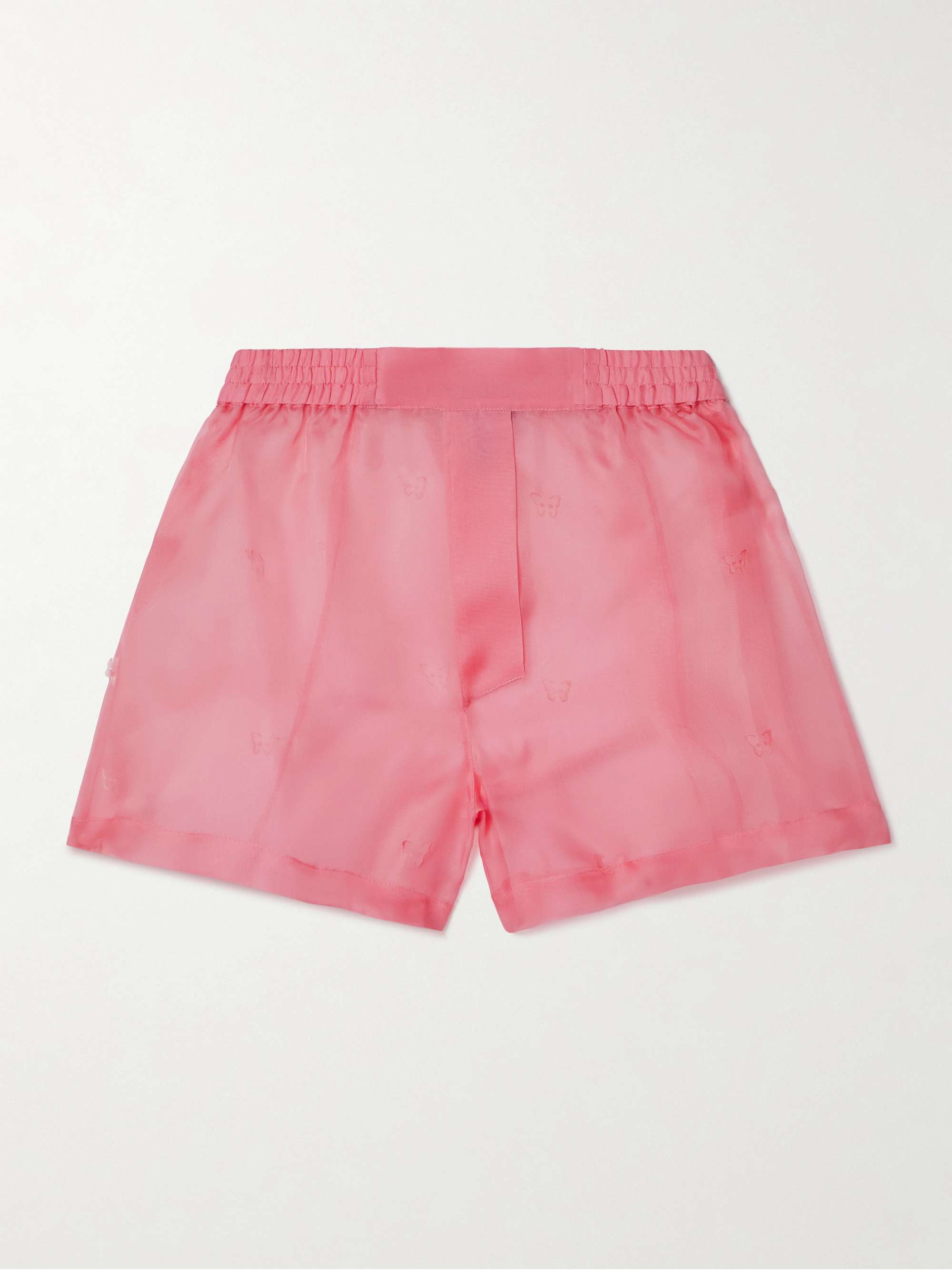 Laser-Cut Silk-Organza Shorts
