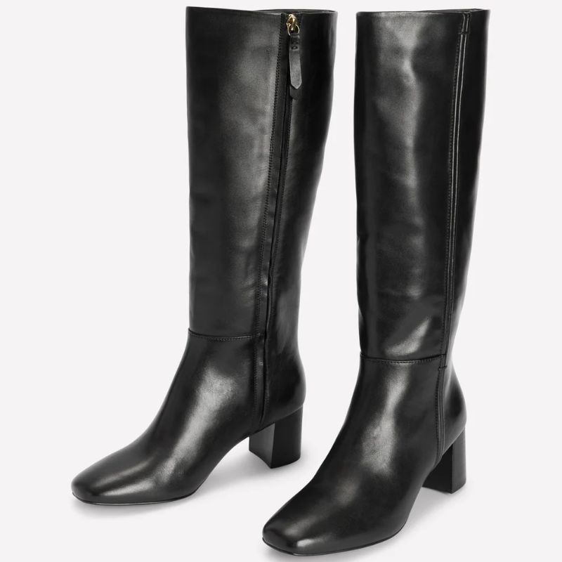Boden, black leather knee high boots