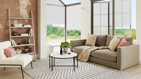 Linen white pleated blinds in conservatory by Apollo Blinds