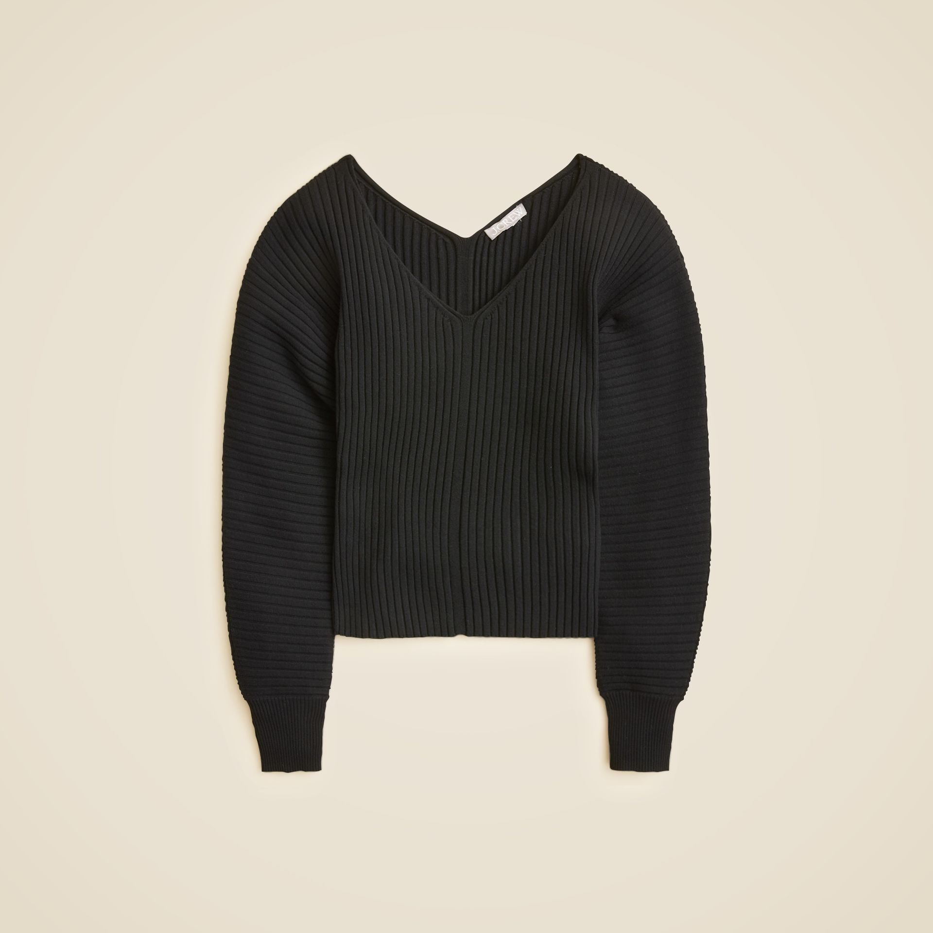 Ribbed Double V-Neck Sweater