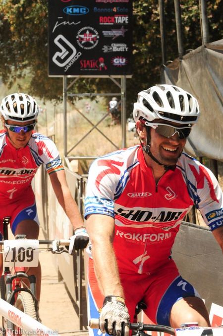 Eric Bostrom takes the 50-miler win just ahead of his young teammate Brendon Davids