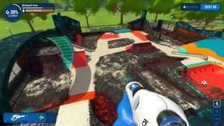 PowerWash Simulator screenshot showing a colourful skatepark