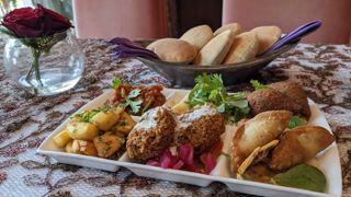 Hot mezze platter served at Al Nafoorah Lebanese restaurant