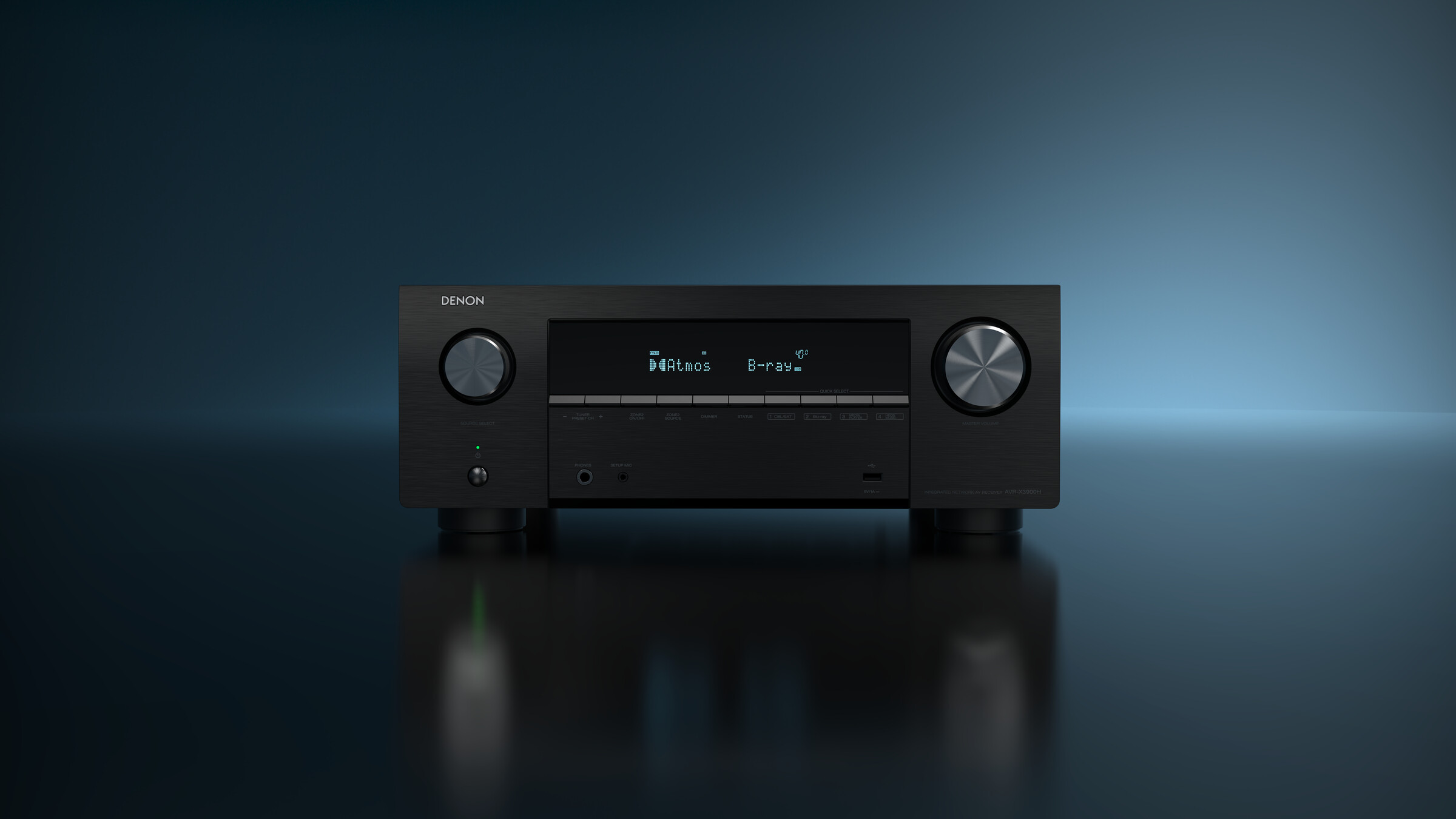 Denon AVR-X3900H on a dark blue background
