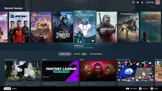 Steam's big picture mode with the recent overhauled look matching the Steam Deck.