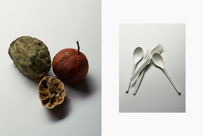 Benjamin Vigliotta的静物摄影作品，以干果和餐具为特色