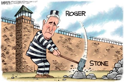 Political Cartoon U.S. Prisoner Roger Stone Imprisonment