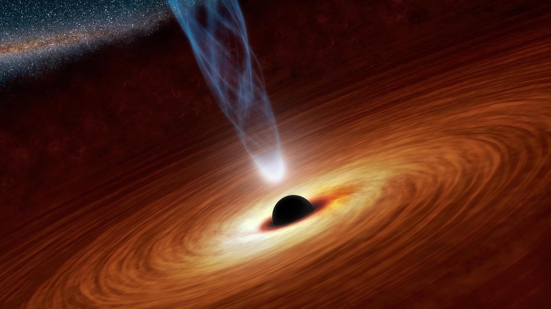 An artist's depiction of a supermassive black hole.