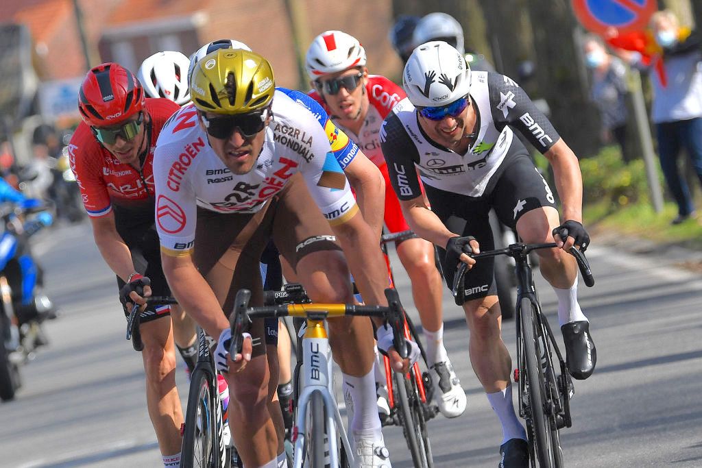 WAREGEM, BELGIUM - MARCH 31: Victor Campenaerts of Belgium and Team Qhubeka Assos during the 75th Dwars Door Vlaanderen 2021, Men's Elite a 184,1km race from Roeselare to Waregem / #DDV / #DDV21 / @FlandersClassic / A travers la Flandre / on March 31, 2021 in Waregem, Belgium. (Photo by Luc Claessen/Getty Images)