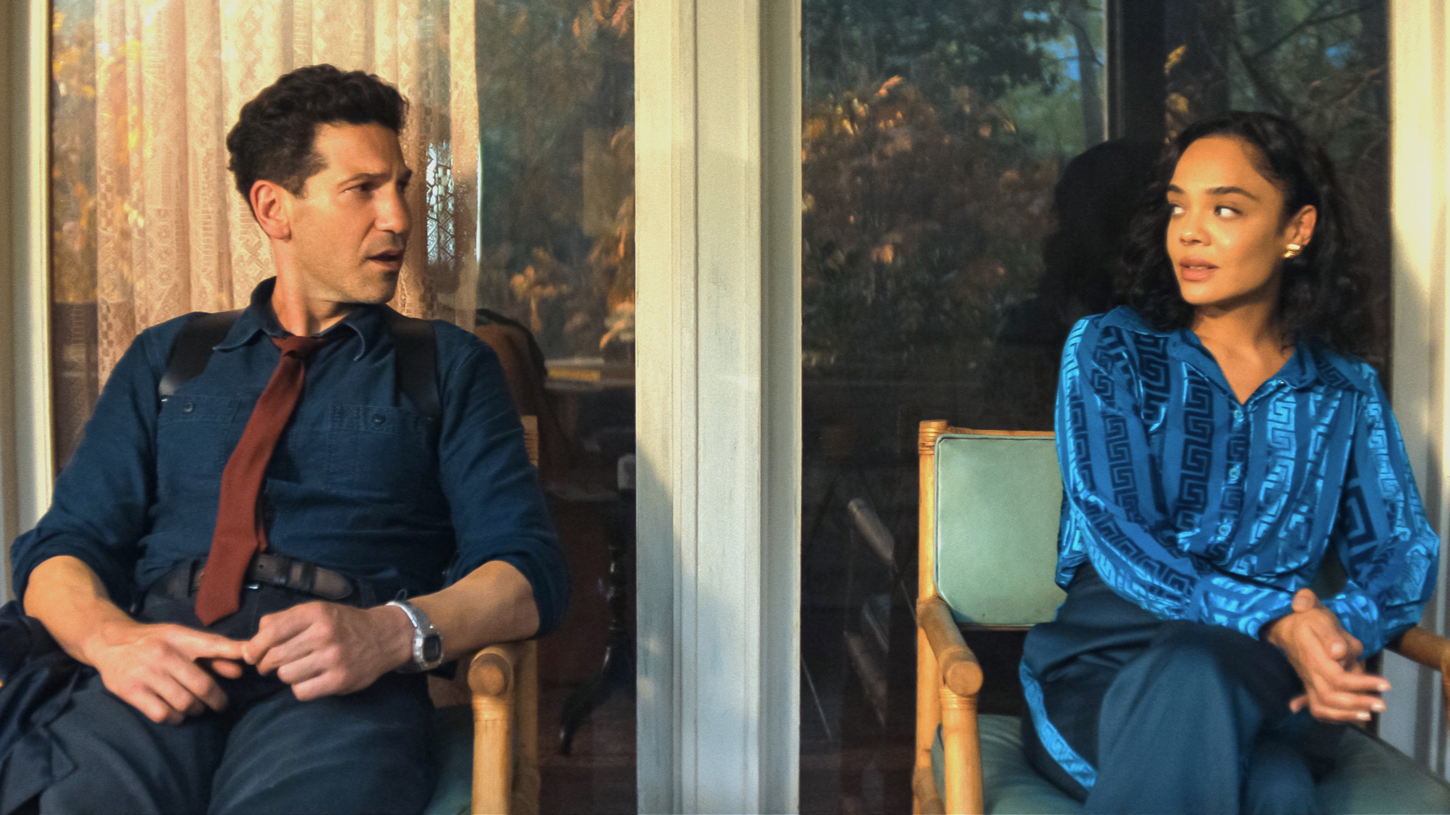 (L to R) Jon Bernthal as Detective Jack Harper and Tessa Thompson as Anna in episode 101 of "His and Hers."