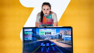 Alex Morrice competing in the Zwift Academy