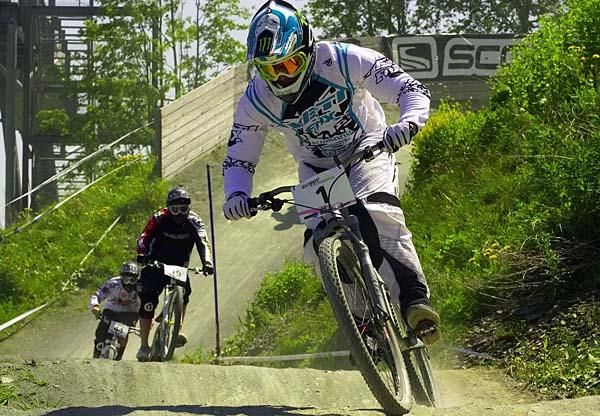 A racer at the Scott 4X Challenge as part of the iXS Dirt Masters Festival
