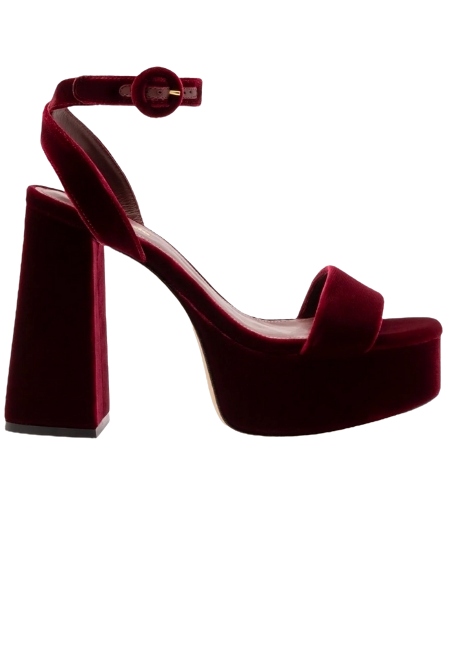 Larroud&amp;eacute;, Dolly Sandal in Wine Velvet