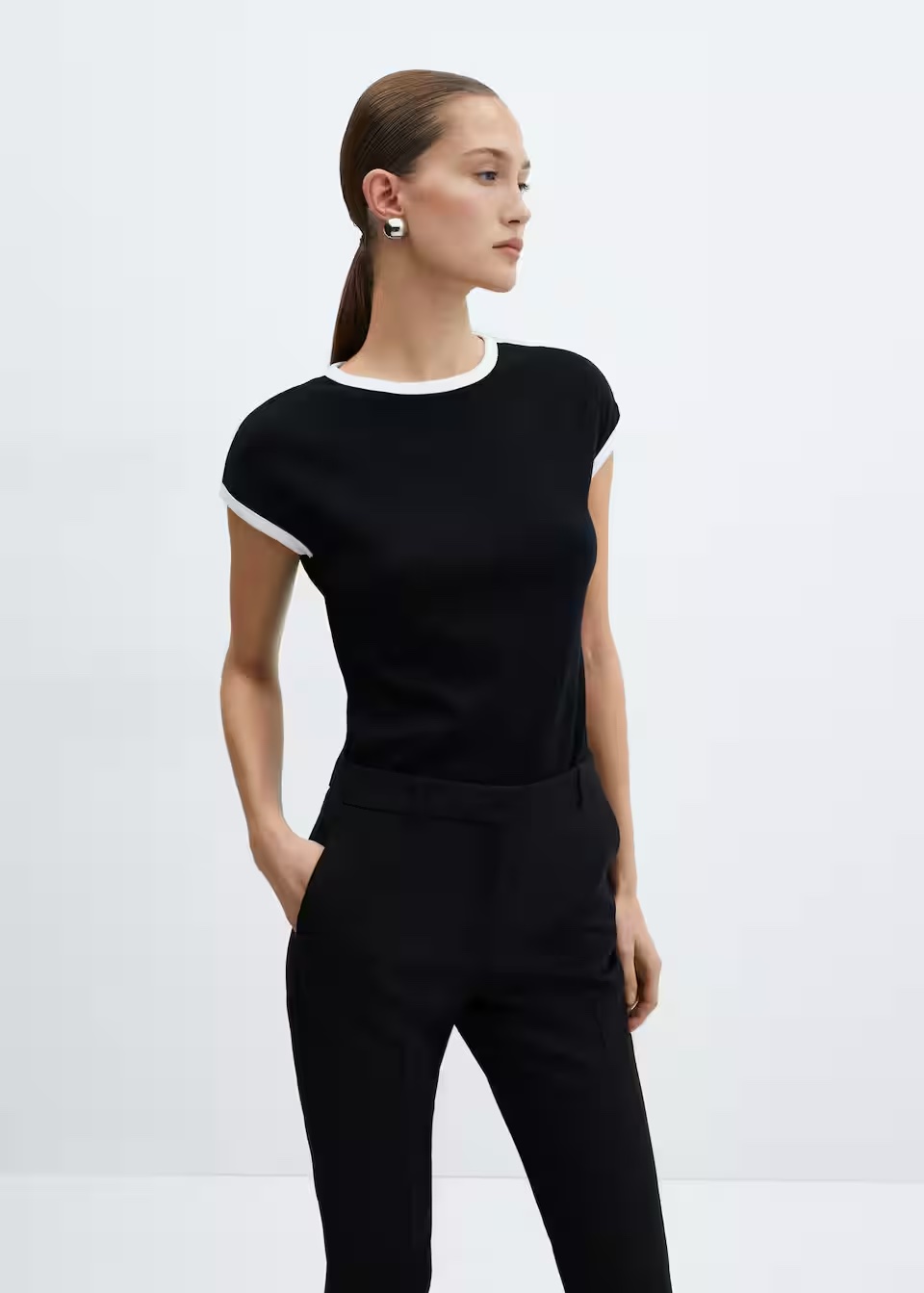 Contrast Trim T-Shirt -  Women