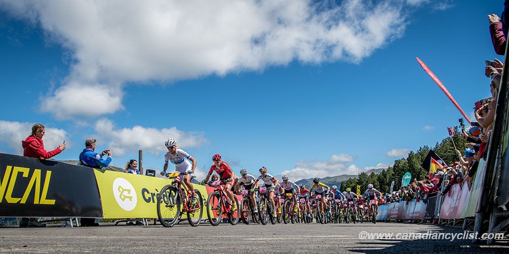 Jolanda Neff (Kross Racing Team) leading at start of Elite Women's race