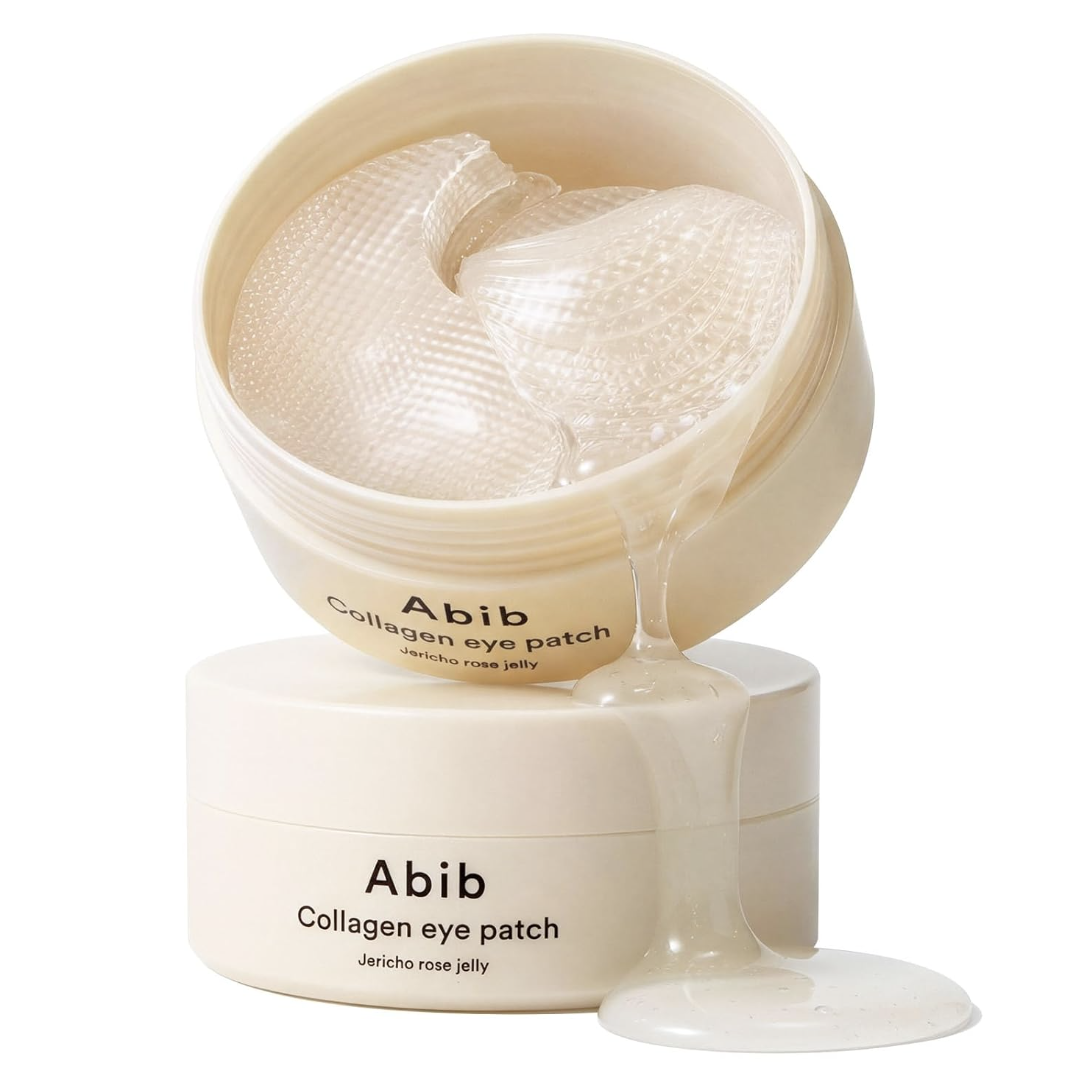 Abib Vegan Collagen Eye Patches for Wrinkles &amp; Fine Line With Jericho Rose Jelly &amp; Peptides, 60 Count, Korean Skin Care