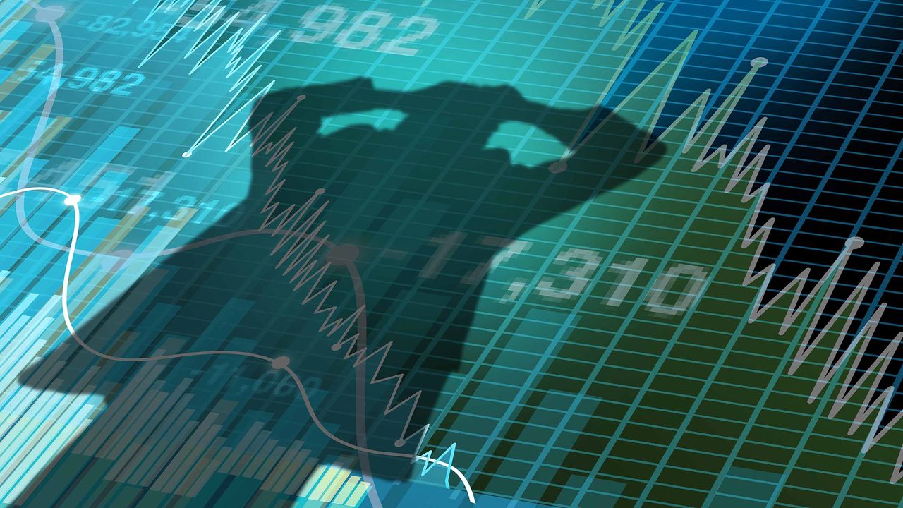 shadow of a person watching stock chart fall