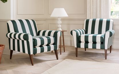 green and white striped chairs