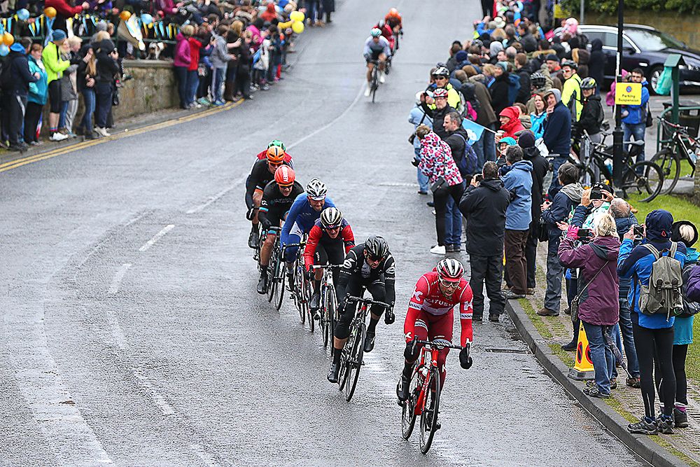 The leaders in action during stage 3 in Yorkshire