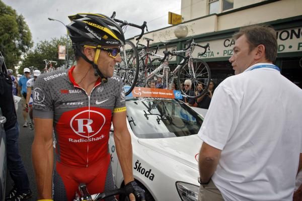 Lance Armstrong and Johan Bruyneel at the Tour Down Under.