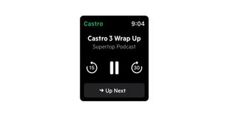 Skjermbilde fra appen Castro Podcasts på Apple Watch.