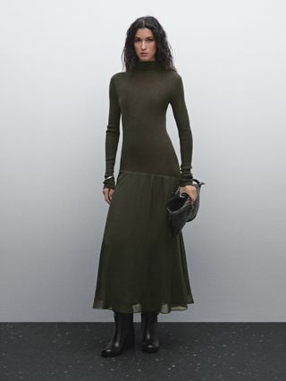 Contrast Knit Dress