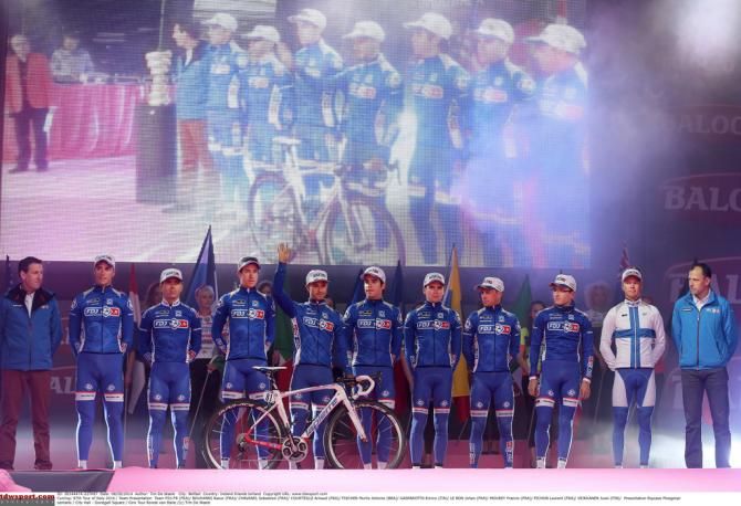 Nacer Bouhanni and FDJ are presented to the Belfast crowd