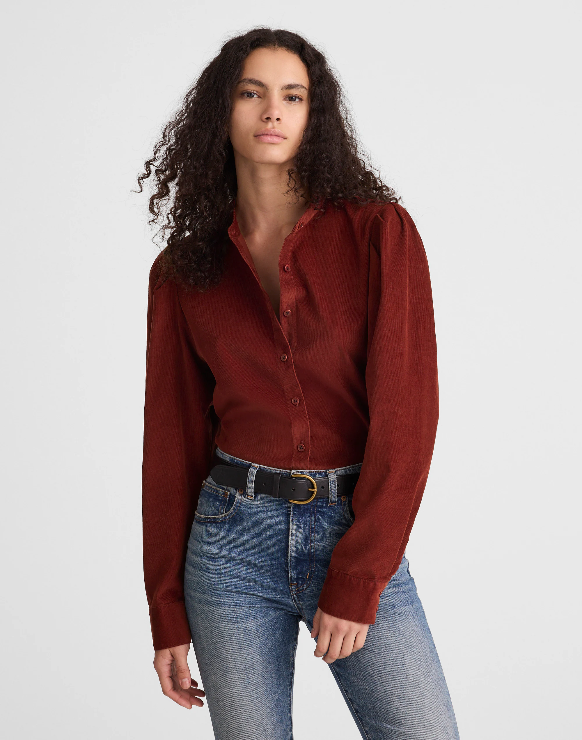 Puff-Sleeve Button-Up Shirt