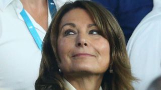 Carole Middleton looks on during the 2015 Rugby World Cup Pool A match between England and Australia at Twickenham Stadium in 2015