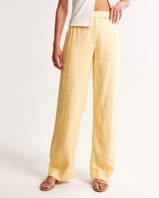 Abercrombie Linen-Blend Tailored Straight Pant