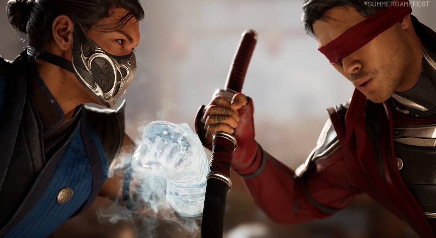 Subzero and Kenshi face off before a fight in Mortal Kombat 1.
