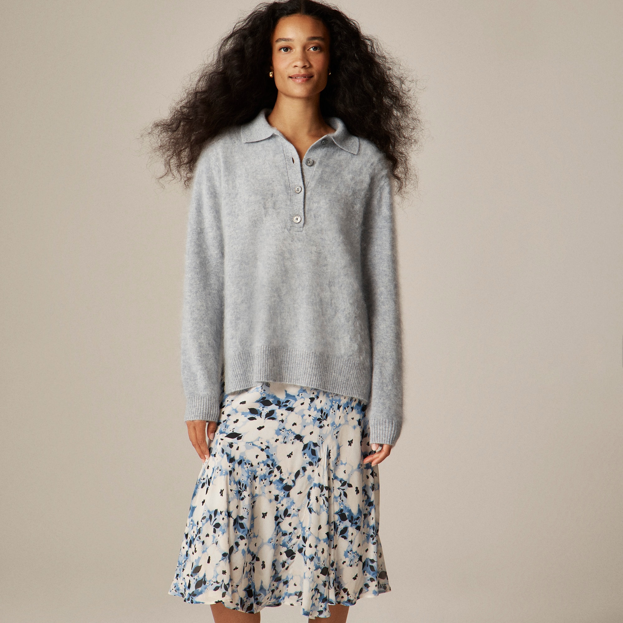 Brushed Cashmere Rugby Sweater