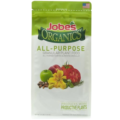 Jobe&amp;rsquo;s Organics Granular All Purpose Fertilizer, Easy Plant Care Fertilizer for Vegetables, Flowers, Shrubs, Trees, and Plants, 4 Lbs Bag