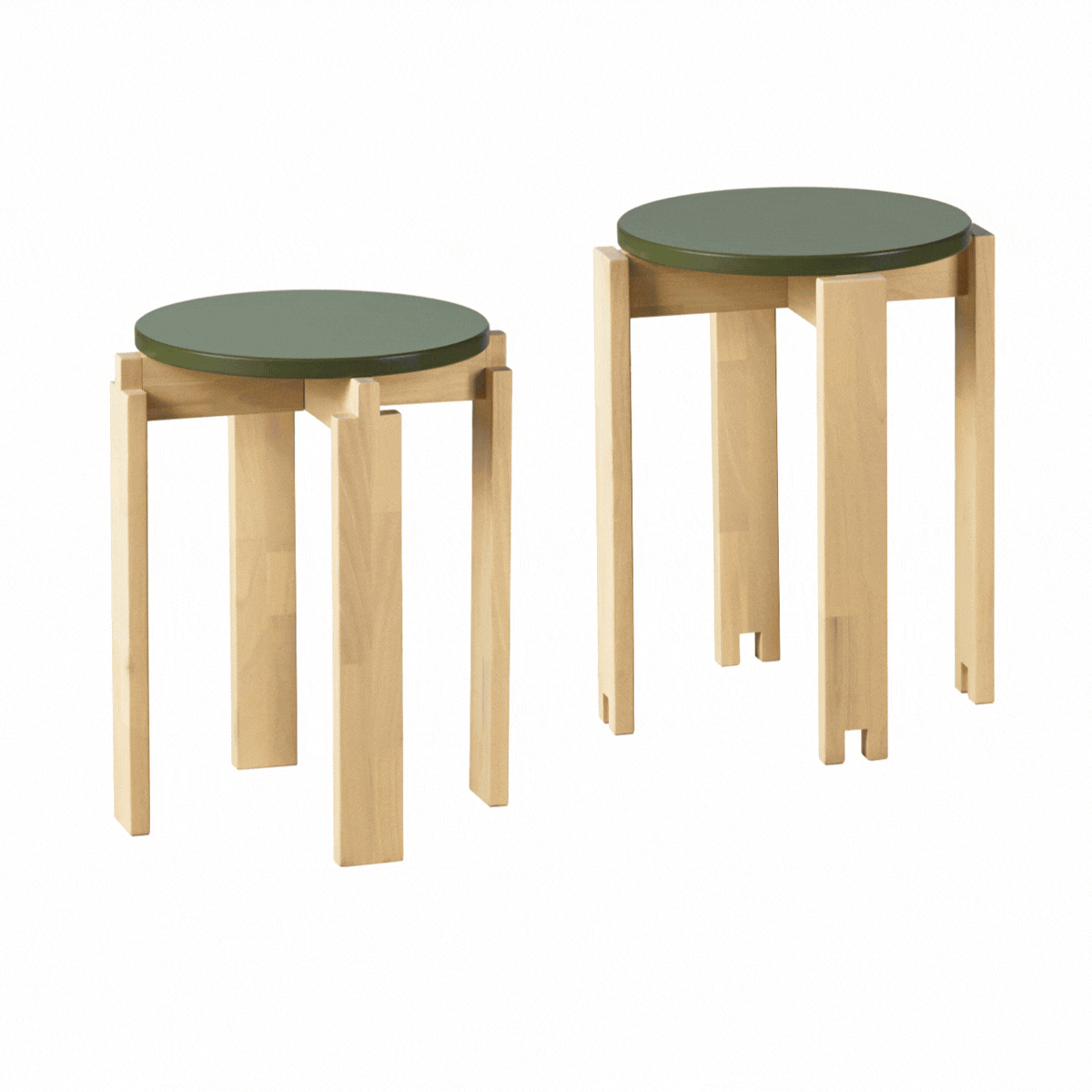 gif IKEA KOMPISH&amp;Auml;NG Stacking Stools separately, stacked as shelves, in a room with armchair and pot plants