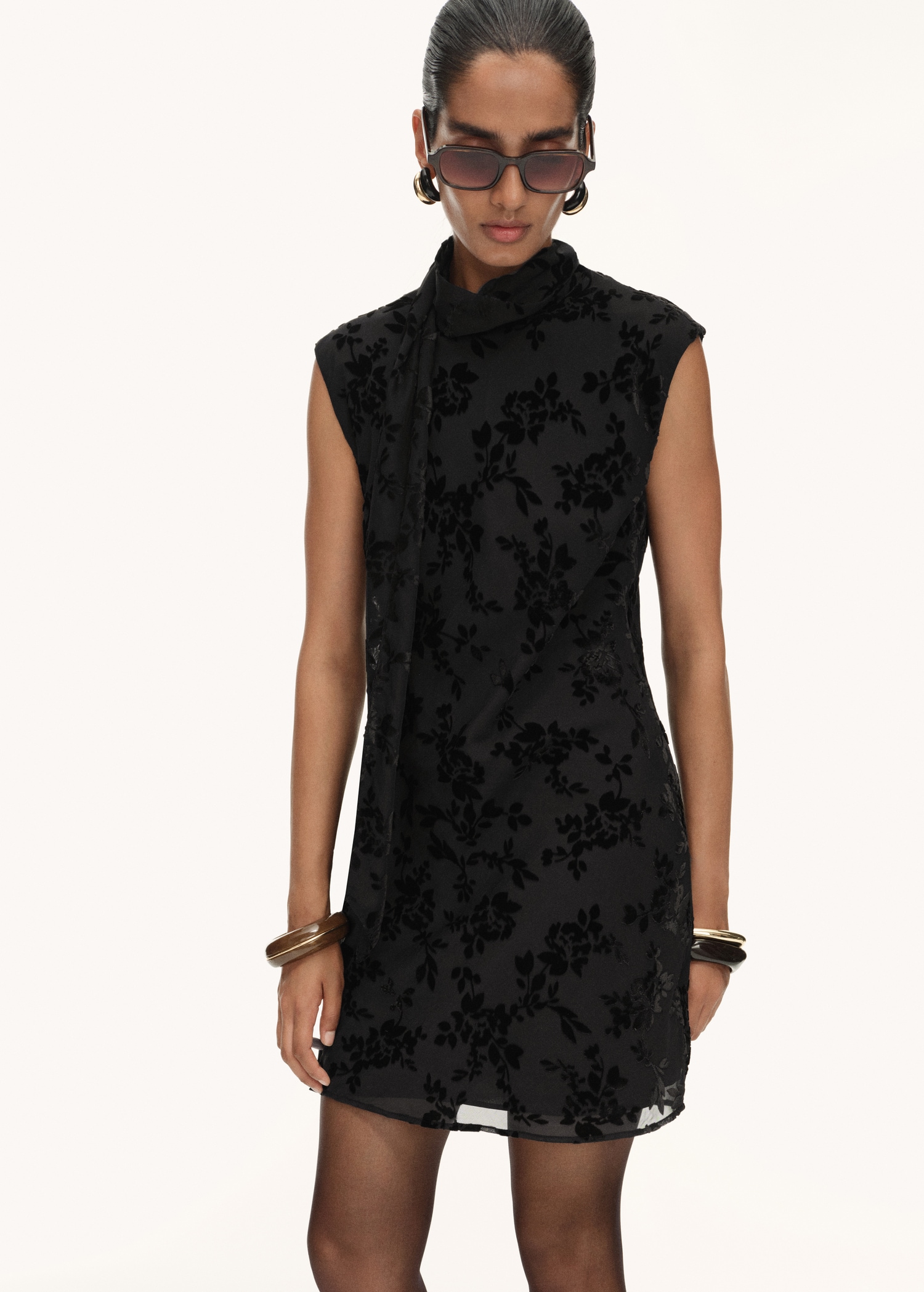 Floral Jacquard Foulard Dress - Women | Mango Usa