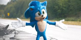 Sonic the Hedgehog movie arms out