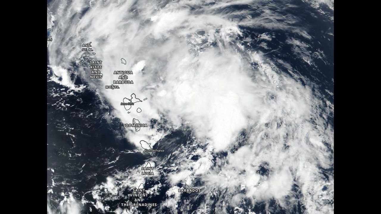 The NASA-NOAA Suomi NPP satellite captured this visible-light image of Tropical Storm Laura as it was closing in on the northern Leeward Islands, on Aug. 21, 2020.