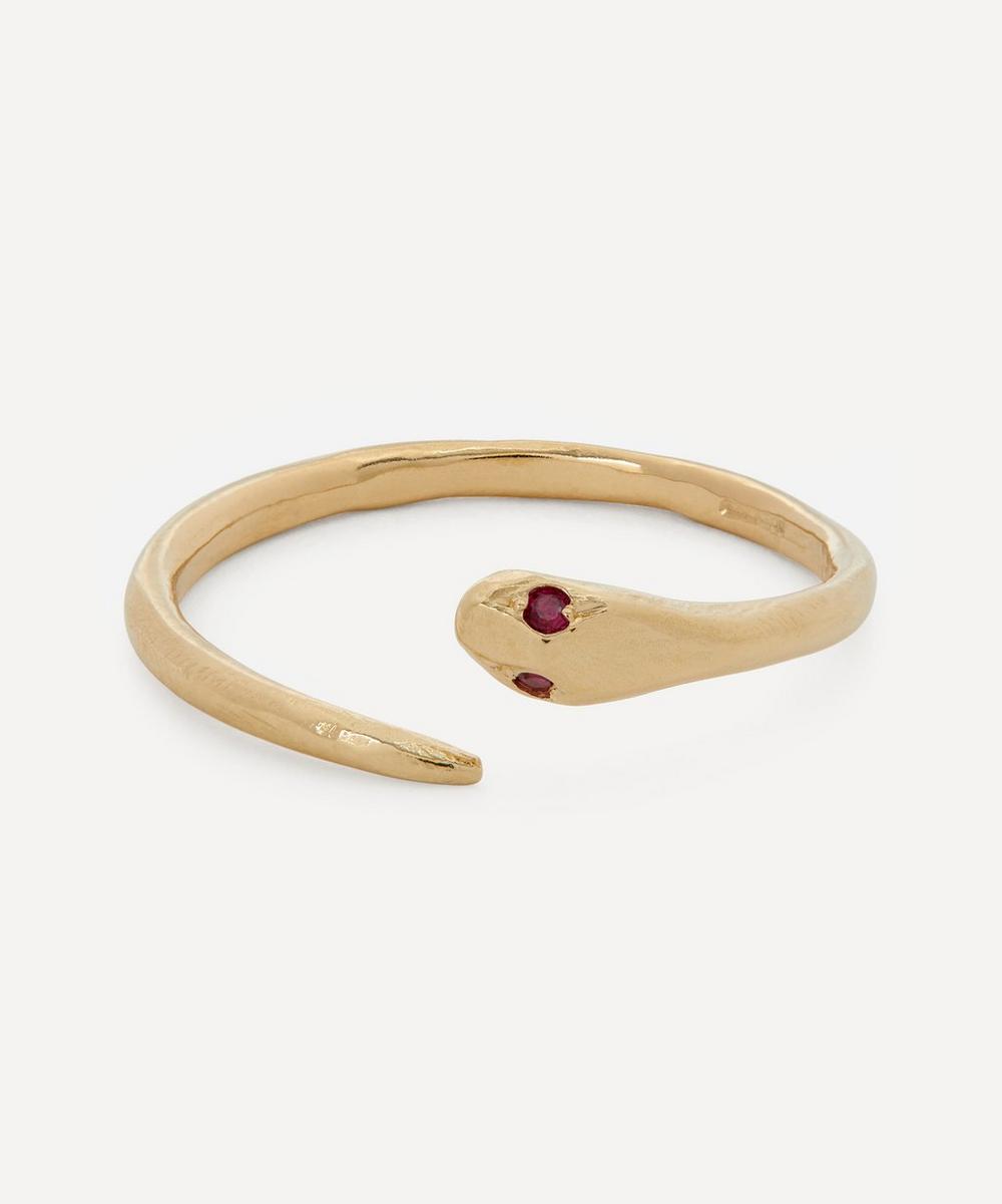 14ct Gold Ruby Serpent Ring