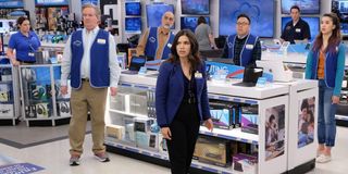 America Ferrera, Lauren Ash, Mark McKinney, Nico Santos, Jon Barinholtz, Nichole Bloom, and Amir M. Korangy in Superstore