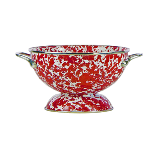 Golden Rabbit Enamelware - 3qt Colander (red Swirl)