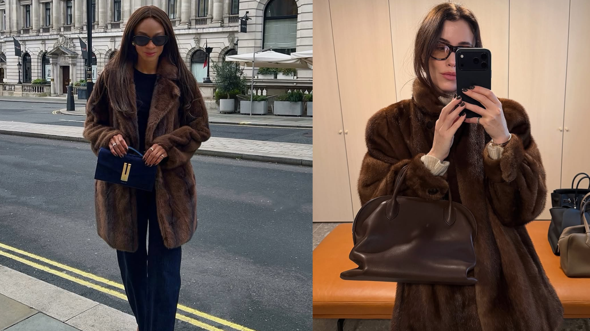woman wearing brown faux fur coat 2026