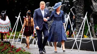 King Willem-Alexander of The Netherlands and Queen Maxima of The Netherlands attend the Keti Koti commemoration at the national slavery monument in the Oosterpark on July 1, 2023 in Amsterdam, Netherlands.