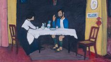 A cropped image of Kandinsky and Erma Bossi at the Table (1912) by Gabriele Münter